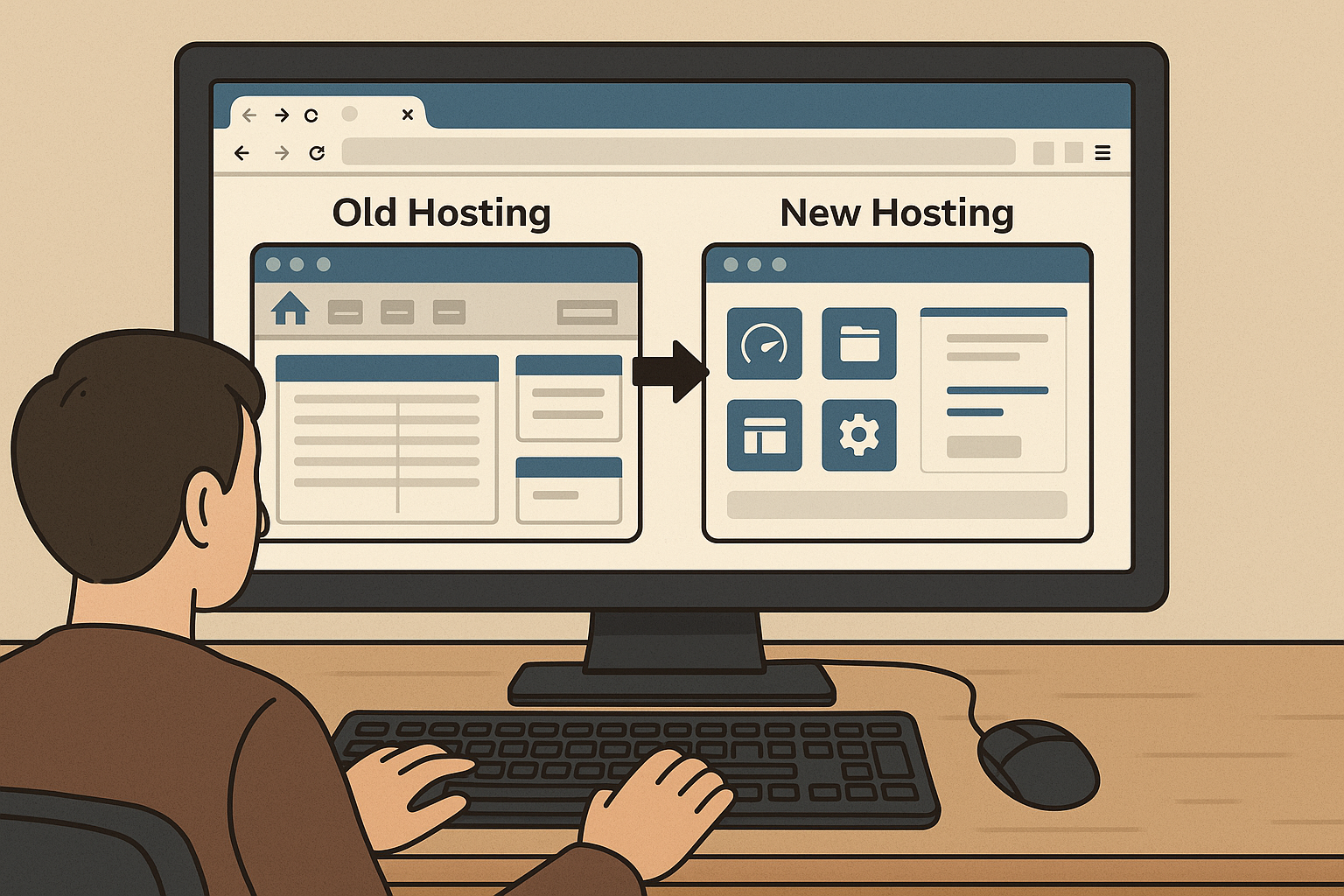 Иллюстрация по переносу сайта на новый хостинг